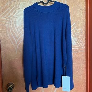 NWT Women’s Lululemon merino wool blend rib crewneck sweater Size 8 blue